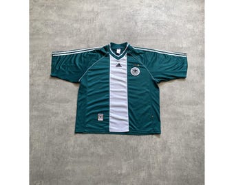 Men's Adidas Germany National Team 1998-2000 Away Football Jersey Green White Stripe Size XXL