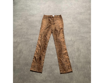 Moschino viscose leopard tiger print womens trousers pant size 44, USA 10, brown