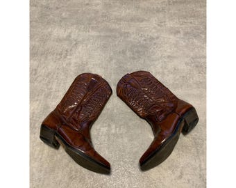 100% Real Leather Cowboy Womens Boots Size 40 brown