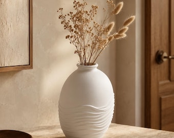Jarrón Ola Costera, Mediterráneo, Decorativo Texturizado, Decoración Moderna para Estantes, Decoración Minimalista para el Hogar, Casa Sollene