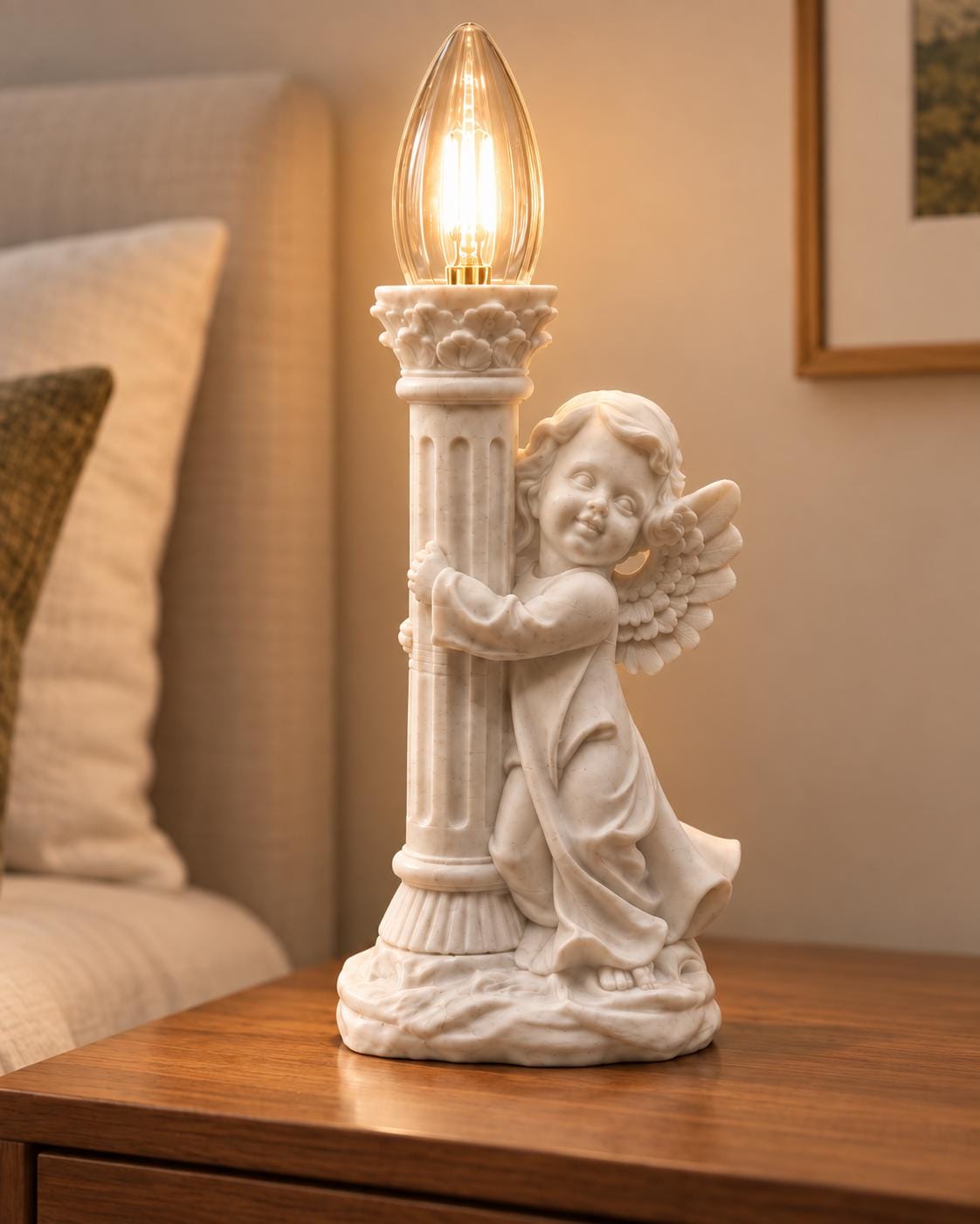 陶器製 エンジェルガール キャンドルナイト ランプ Vintage Angel Night Lamp - Etsy