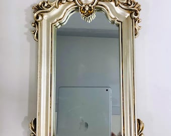 Vintage Carved Wood Standing Mirror
