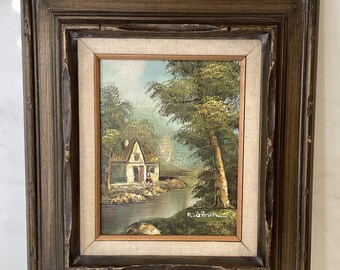 Vintage Landscape Oil Painting, signed R. Gibson, likely mid-20th century (circa 1970s)