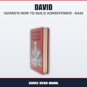 May include: A red book titled "David Vizard's How to Build Horsepower - SA24" with an engine illustration. The book is a service repair manual. The title "DAVID" is at the top, and "SERVICE REPAIR MANUAL" is at the bottom.