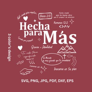 Hecha Para Mas Camiseta Cristiana Mujer Diseno Biblico Fe Proposito Regalo Cristiano, Hecha Para Mas SVG PNG