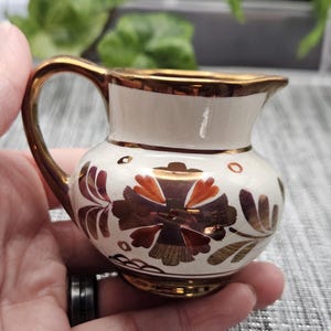 Vintage Gray's Pottery Copper Lustre Mini Pitcher - 1930s Art Deco Stoke on Trent Jug