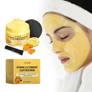 Gurkmeja- och C-vitaminmask 120 g – Djuprengörande, naturlig lyster, förfinade porer, renande och återfuktande ansiktsmask