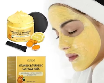 Masque Curcuma et Vitamine C 120g – Nettoyage Profond, Éclat Naturel, Pores Affinés, Masque Visage Purifiant et Hydratant