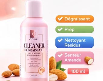 Detergente per unghie all'olio di mandorla 100 ml, sgrassante per gel semipermanente, preparatore per unghie, rimozione residui, lucidante per unghie, manicure