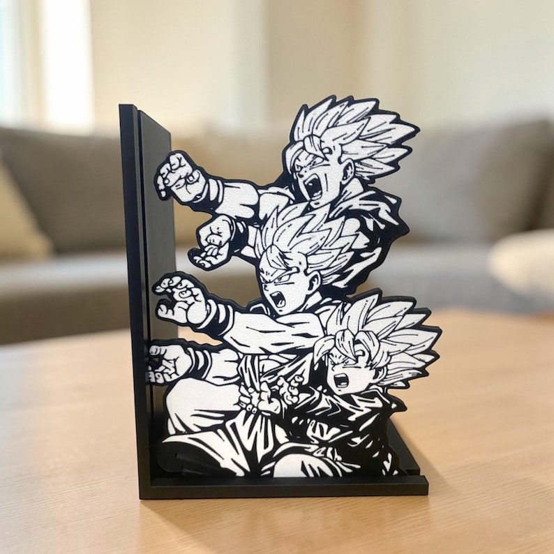 Sujetalibros Anime Power Up / Soporte para libros con escenas de energía manga / Decoración de estantería de acción / Regalo geek para amantes del anime imagen 6