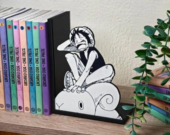 Strohhut Anime Buchstütze | Manga inspirierter Buchhalter | Niedliche Regal Deko für Anime Fans