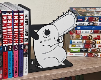 Niedliche Chainsaw Anime Buchstütze | Manga Stil Buchhalter | Lustige Anime Regal Dekor | Geek Geschenk