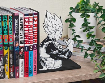 Spiky Hair Manga Buchstütze | Anime inspirierter Buchhalter | Minimalistische Regal Dekoration für Anime Fans