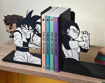 Anime Rival Duo Buchstützen | Manga Inspiriert Buchhalter Set | Stilvolles Regal Dekor für Anime Fans