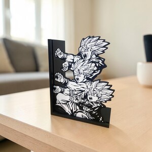 Sujetalibros Anime Power Up / Soporte para libros con escenas de energía manga / Decoración de estantería de acción / Regalo geek para amantes del anime imagen 8