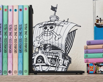 Piratenschiff Anime Buchstütze | Manga Adventure Buchhalter | Ocean Regal Dekor | Geek Geschenkidee