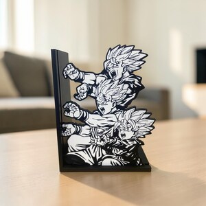 Sujetalibros Anime Power Up / Soporte para libros con escenas de energía manga / Decoración de estantería de acción / Regalo geek para amantes del anime imagen 9