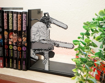 Dark Anime Warrior Bookend for Bookshelf | Manga Shelf Decor, Gothic Anime Decor, Unique Gift for Anime Fans
