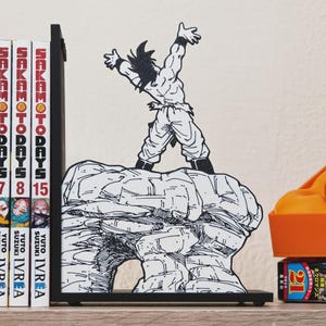 Anime Power Scene Bookend | Manga Cliff Pose Book Holder | Action Shelf Decor | Geek Gift for Anime Lovers image 2
