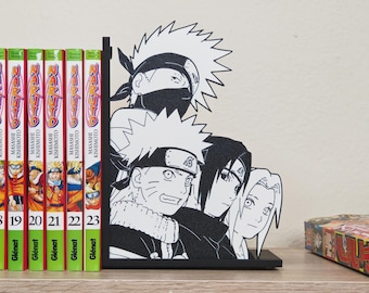 Anime Ninja Team Buchstütze | Manga Stil Buchhalter | Shinobi Regal Dekor | Geek Zimmer Anime Geschenk