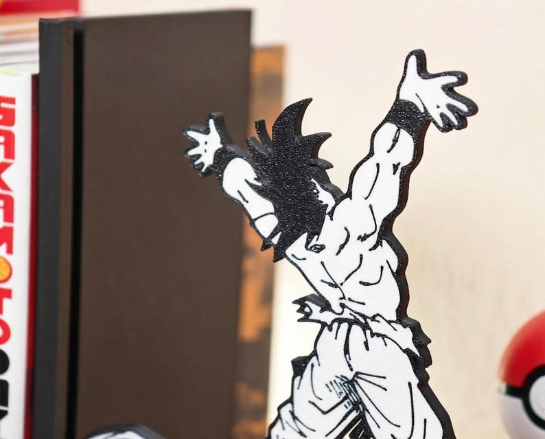 Anime Power Scene Bookend | Manga Cliff Pose Book Holder | Action Shelf Decor | Geek Gift for Anime Lovers image 6
