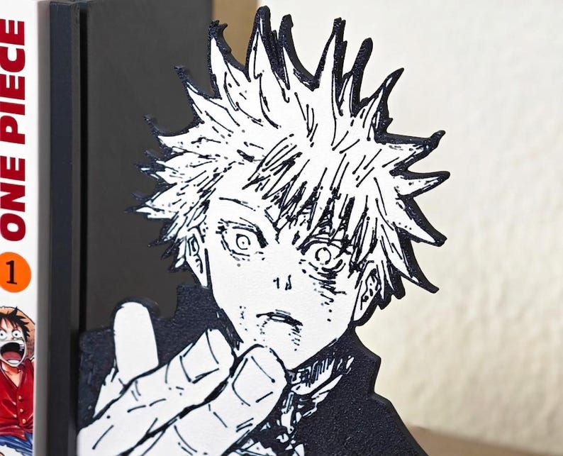 Anime Power User Bookend | Manga Inspired Book Holder | Modern Shelf Decor for Anime Fans image 3