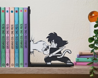Sujetalibros de luchadores de anime adorables / Soporte para libros inspirado en el manga / Decoración kawaii para estantes para fans del anime