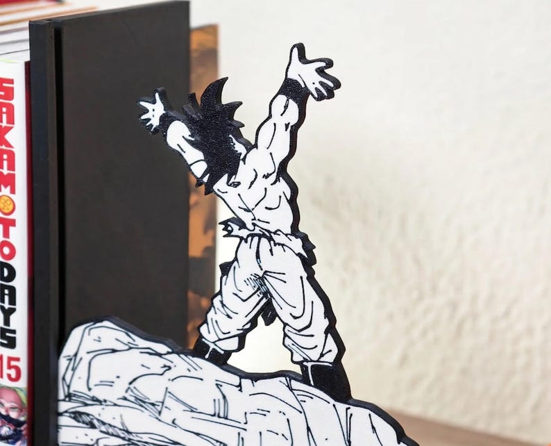 Anime Power Scene Bookend | Manga Cliff Pose Book Holder | Action Shelf Decor | Geek Gift for Anime Lovers image 5