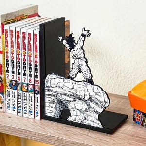 Anime Power Scene Bookend | Manga Cliff Pose Book Holder | Action Shelf Decor | Geek Gift for Anime Lovers image 3