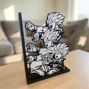 Sujetalibros Anime Power Up / Soporte para libros con escenas de energía manga / Decoración de estantería de acción / Regalo geek para amantes del anime imagen 3