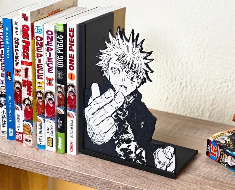 Anime Power User Bookend | Manga Inspired Book Holder | Modern Shelf Decor for Anime Fans image 4