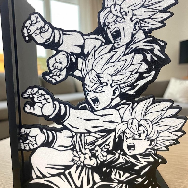 Sujetalibros Anime Power Up / Soporte para libros con escenas de energía manga / Decoración de estantería de acción / Regalo geek para amantes del anime imagen 2