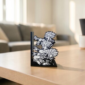 Sujetalibros Anime Power Up / Soporte para libros con escenas de energía manga / Decoración de estantería de acción / Regalo geek para amantes del anime imagen 10