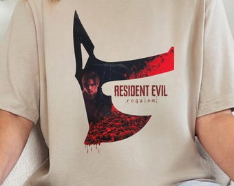 Requiem Tshirt, RE9 Fan Tee, Limited Leon Kennedy tee, Perfect Gift For Gaming , Retro RE9 Bleached Art Survival Horror Game Hoodie