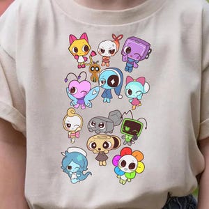 Dandys World T-shirt, barnkläder, födelsedagspresent till videospel, speltröja för ungdomar, tecknad speltröja, speltröja för flickor, Sprunki-tröja bild 1