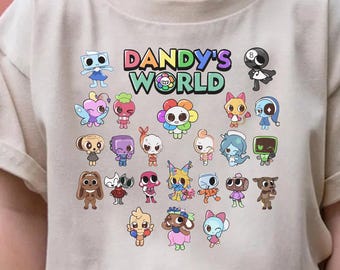 Dandy's World Kids Tee, Roblox Fan Tee, Sprunki Game Character Shirt, Kids Owakcx T-shirt