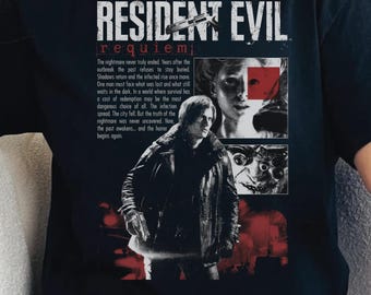 Leon Kennedy T-Shirt, Video Game Horror Tee, RE9 Requiem, Retro RE9 Bleached Art Survival Horror Game, Perfect Gift For Gaming