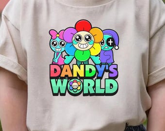 Dandy's World-karaktärer barn-T-shirt, söt spelkaraktärströja, speltröja för ungdomar, Sprunki-tröja, speltröja för flickor