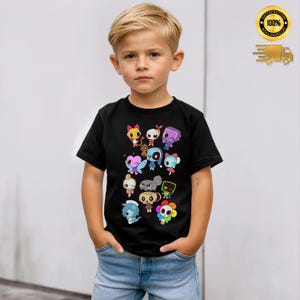 Dandys World T-shirt, barnkläder, födelsedagspresent till videospel, speltröja för ungdomar, tecknad speltröja, speltröja för flickor, Sprunki-tröja bild 3