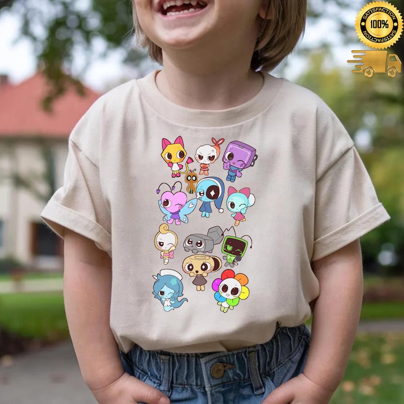 Dandys World T-shirt, barnkläder, födelsedagspresent till videospel, speltröja för ungdomar, tecknad speltröja, speltröja för flickor, Sprunki-tröja bild 1