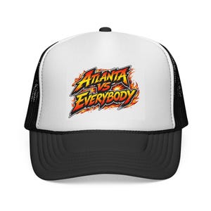 Gorra de camionero Atlanta vs Everybody / Gorra de malla urbana con llamas llamativas