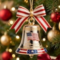 America 250 Bell Ornament, USA 250th Anniversary Decoration, Patriotic American Flag Bell, Independence Day 2026 Keepsake Gift