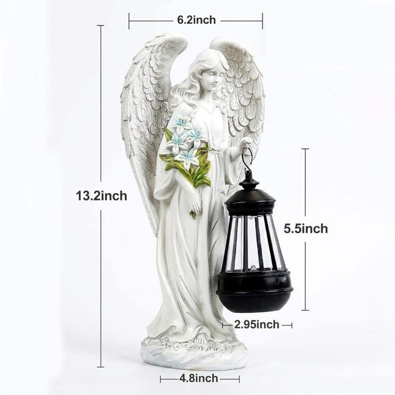 Solar Angel Garden Statue With LED Light, Outdoor Memorial Decor, Yard ...