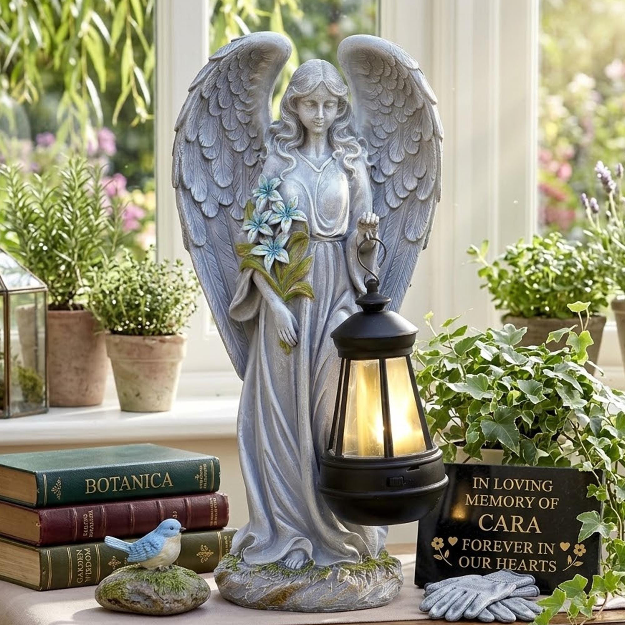 Solar Angel Garden Statue With LED Light, Outdoor Memorial Decor, Yard ...