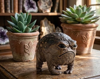 Weird Grumpy Frog Toad Statue, Angry Frog Figurine, Funny Garden Decor, Ugly Toad Sculpture, Quirky Home Office Gift