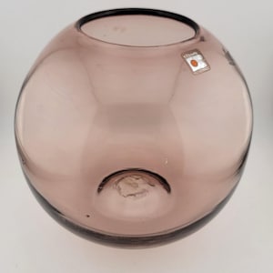 Blenko Art Glass Round Ball Jar/Vase Purple Amethyst Fish Bowl Style (Heavy)