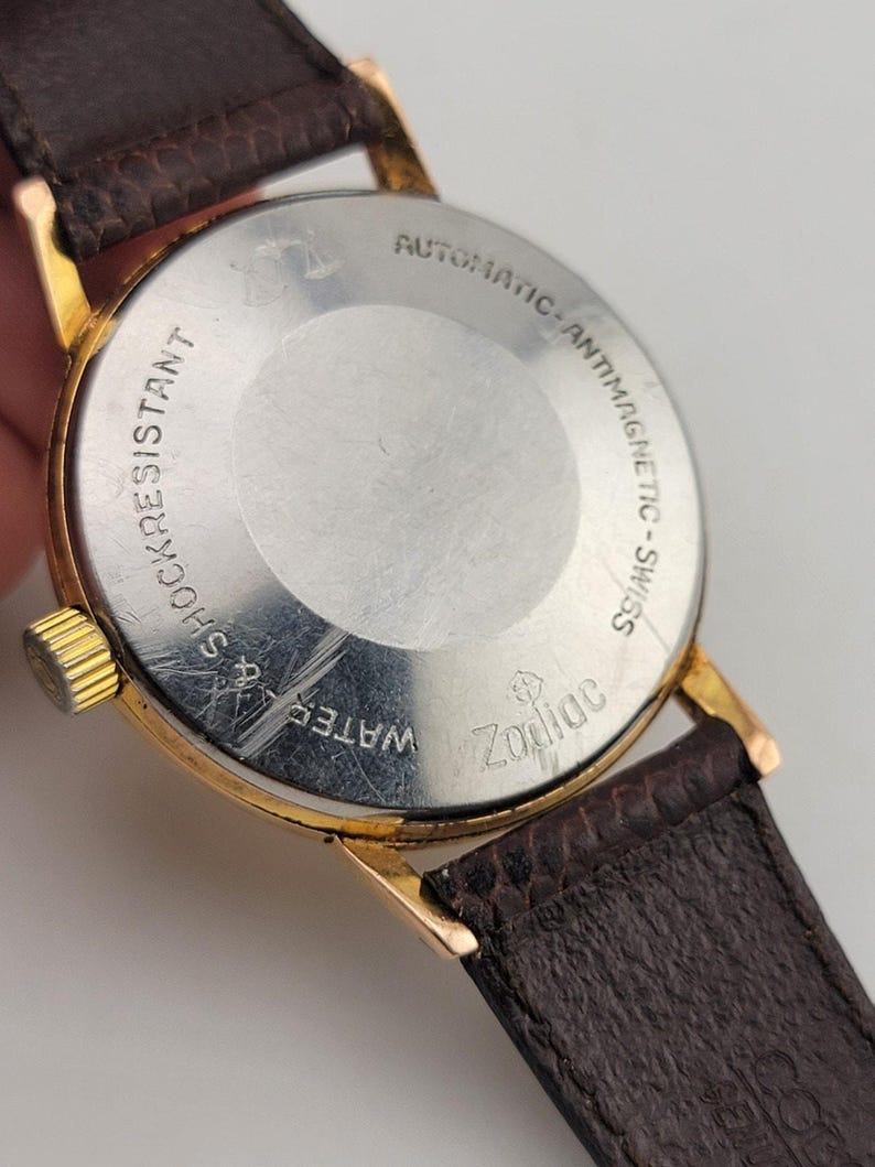 1960s Zodiac Automatic Gold Plated Men's Watch - Vintage Timepiece image 12