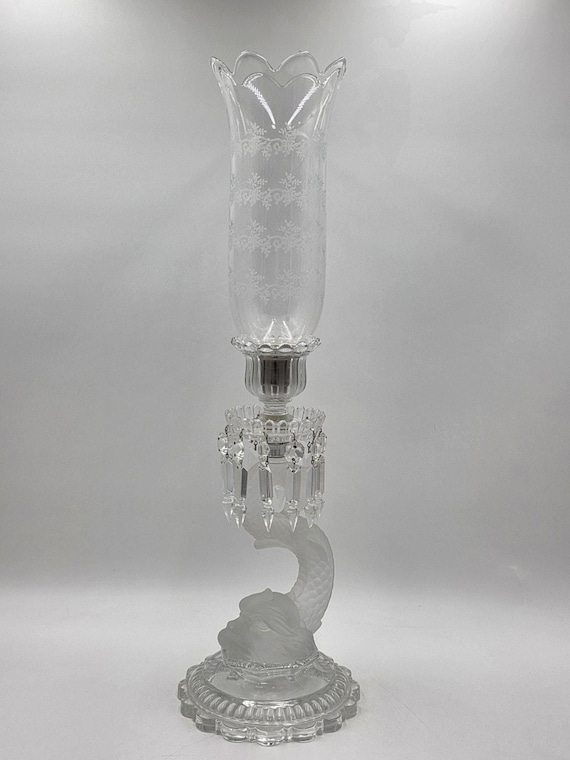 Antique Baccarat Crystal Candlestick, Dolphin Form, 24 Inch - Etsy