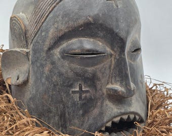 Authentic African Suku Tribal Helmet Mask Animal Totem – Congo
