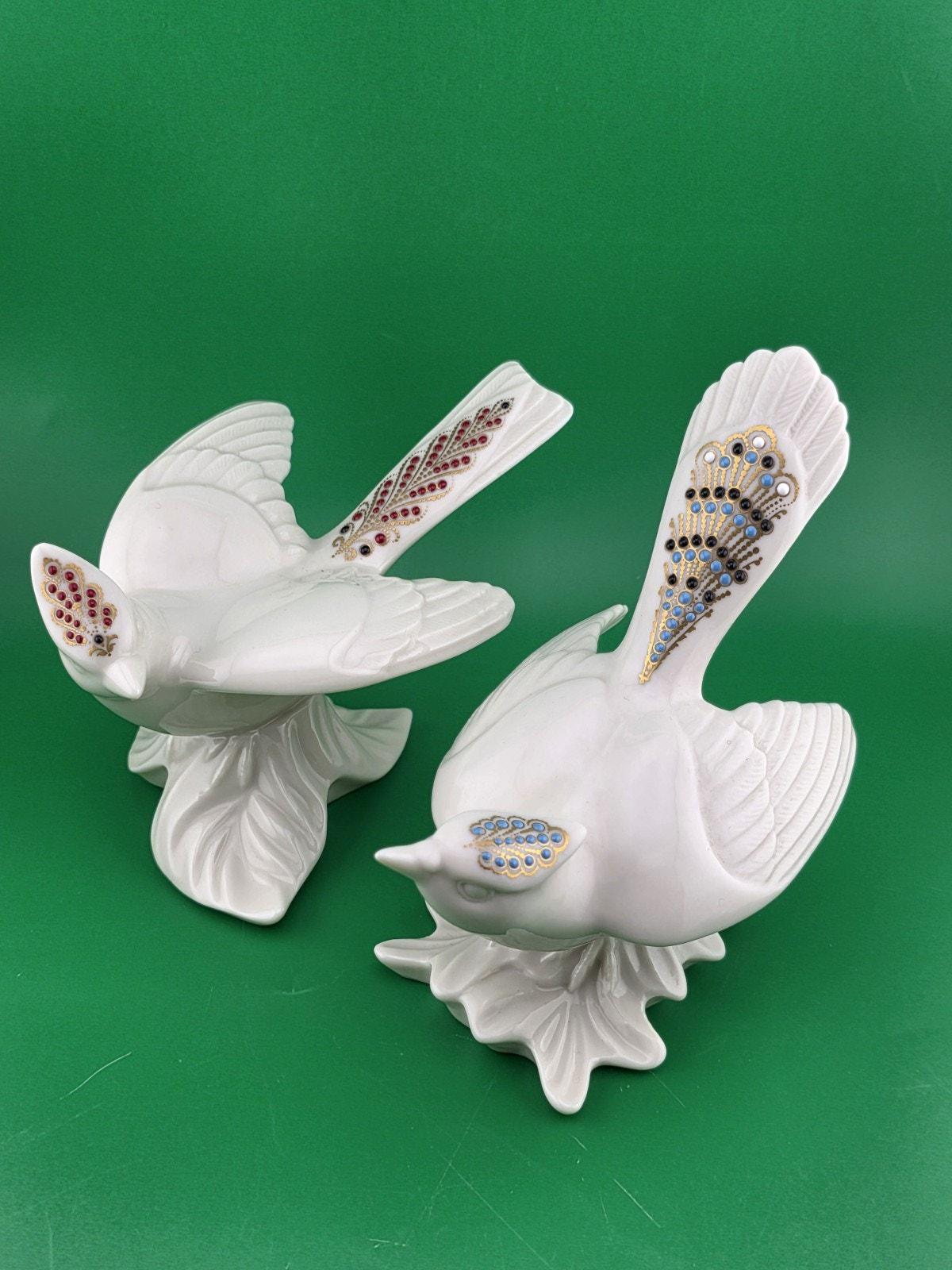 Vtg Pair of Lenox China Jewels Collection Bird Figurines-cardinal